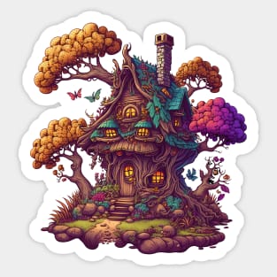 Magical Cottage In The Forest Sticker